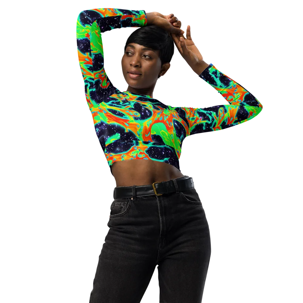 Deep Space Daydream on Long Sleeve Crop Top — Front