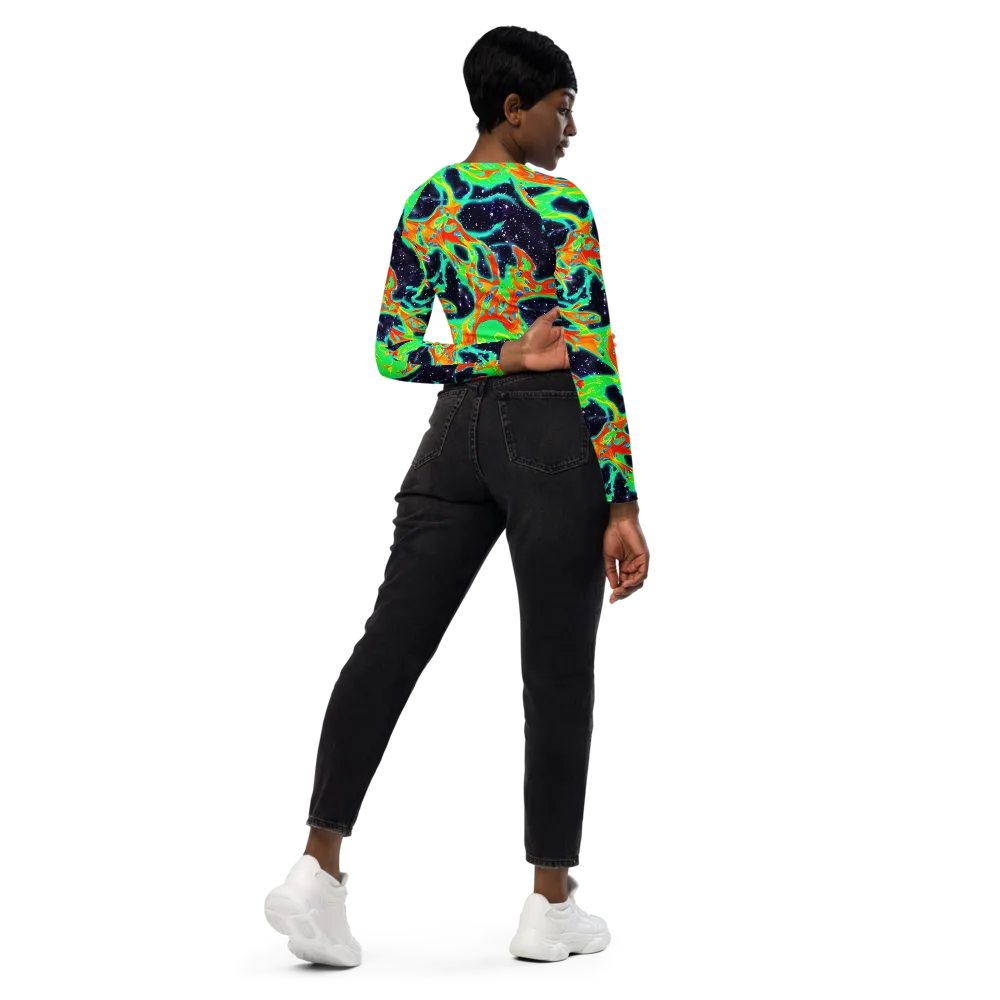 Deep Space Daydream on Long Sleeve Crop Top — Right Back