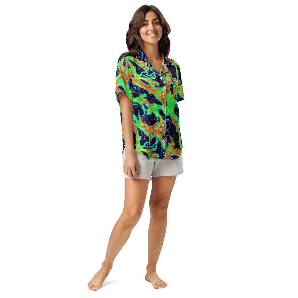 Deep Space Daydream on Women's Short Sleeve Pajama Top — Front