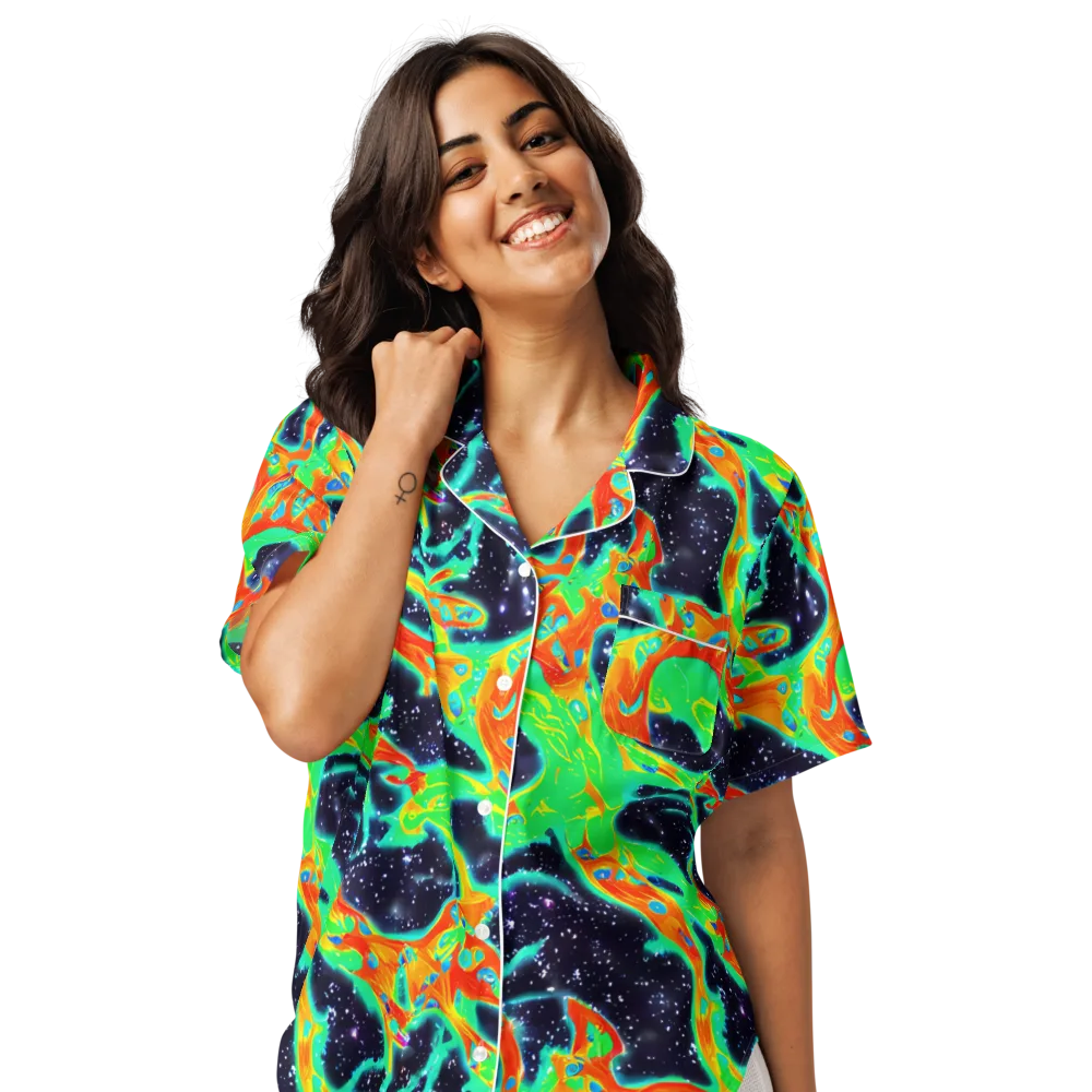 Deep Space Daydream on Women's Short Sleeve Pajama Top — Front