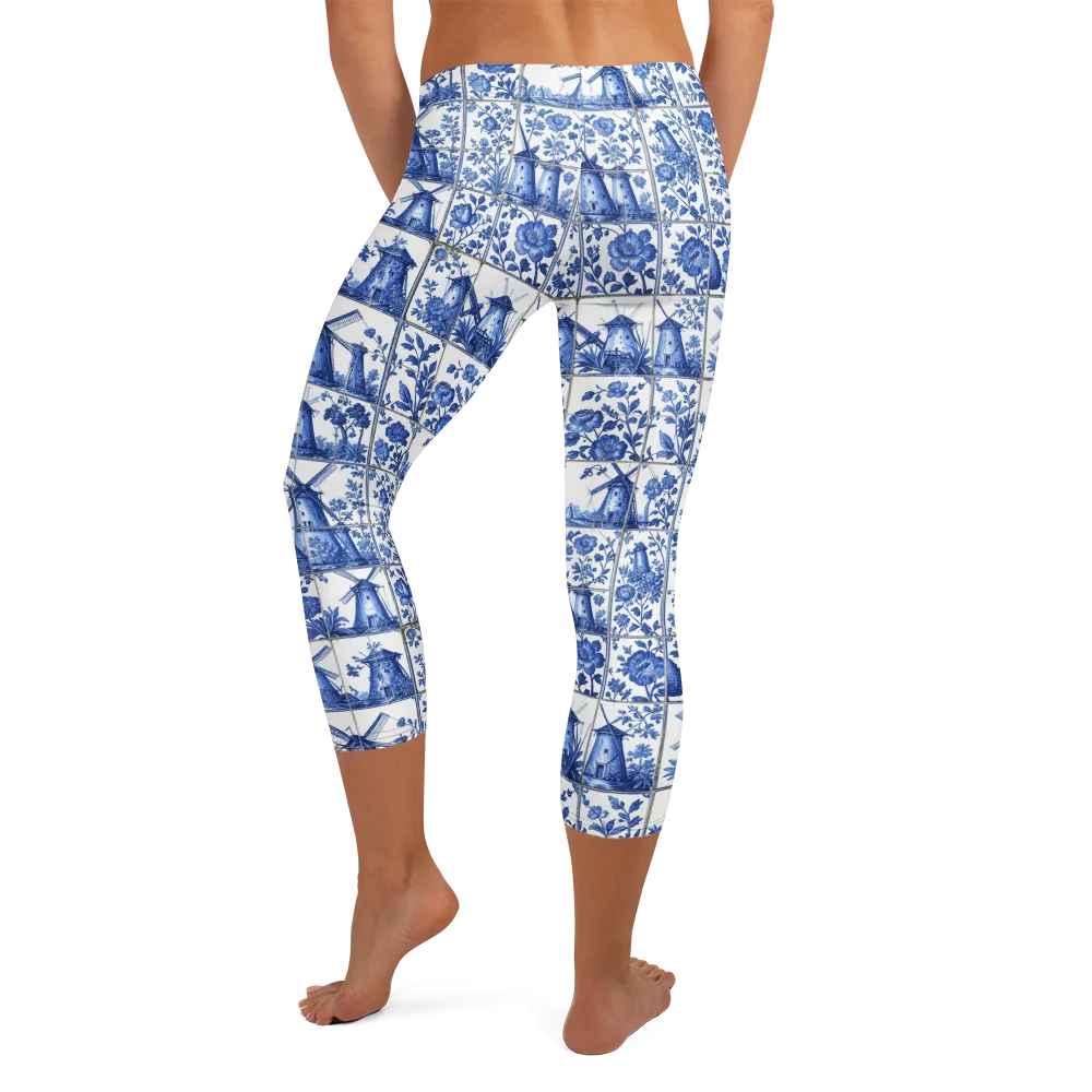 Cobalt Windmill on Capri Leggings — Back