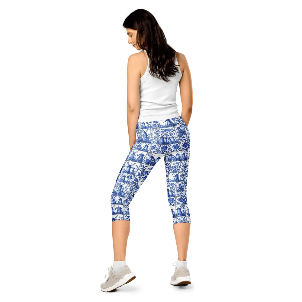 Cobalt Windmill on Capri Leggings — Back