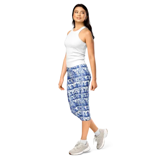 Cobalt Windmill on a Capri Leggings