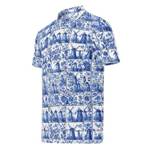 Cobalt Windmill on a Men's Slim Fit Polo Shirt