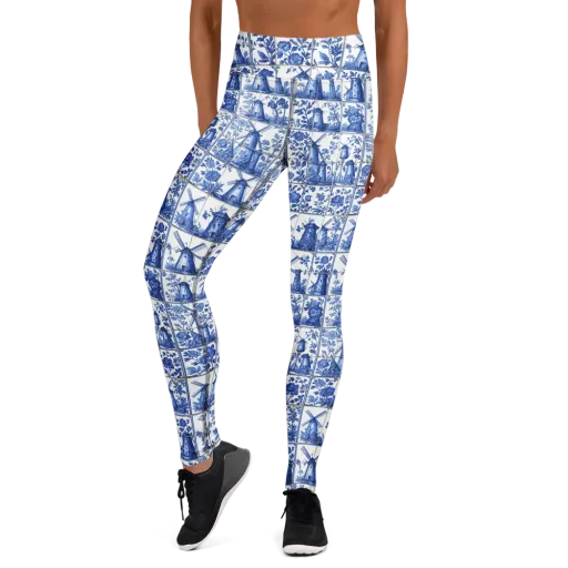 Cobalt Windmill on a Yoga Leggings