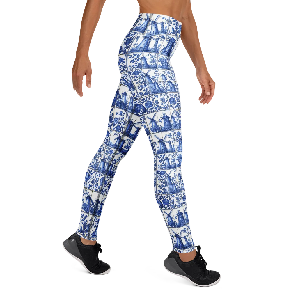 Cobalt Windmill on Yoga Leggings — Right