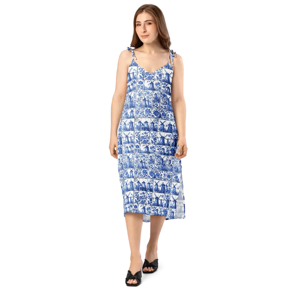 Cobalt Windmill on Slip Dress — Front