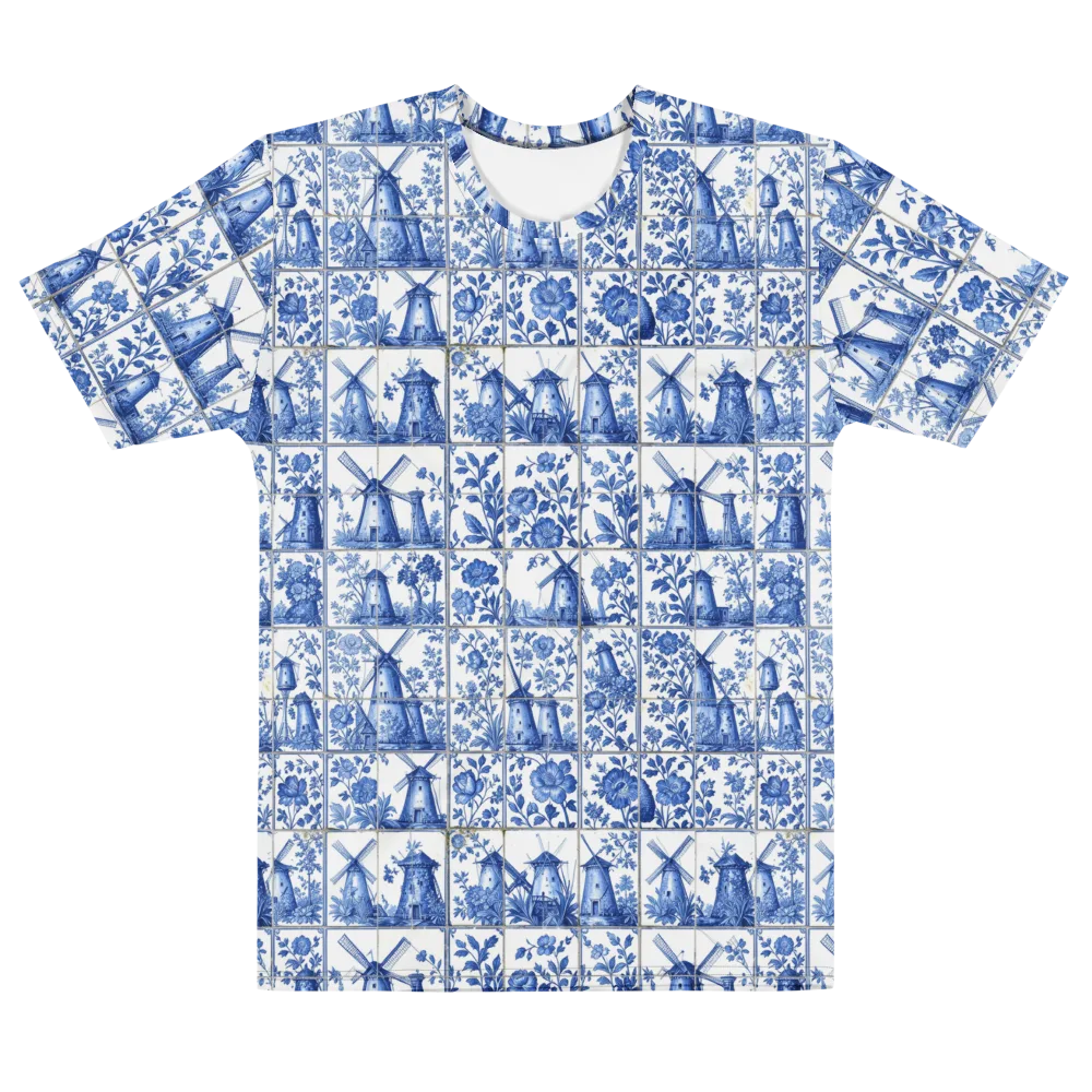 Cobalt Windmill on Men's Cotton Crew Neck T-Shirt — Front