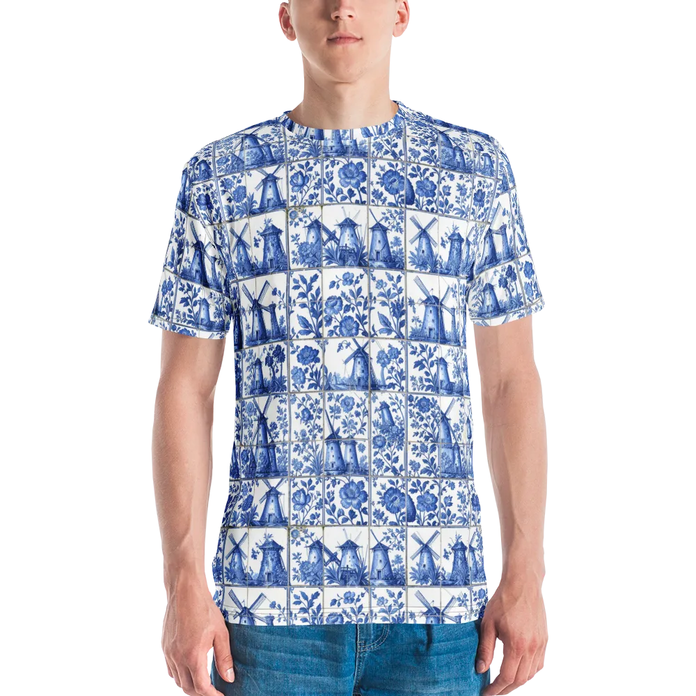 Cobalt Windmill on Men's Crew Neck T-Shirt — Front