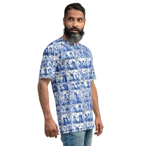 Cobalt Windmill on a Men's Crew Neck T-Shirt
