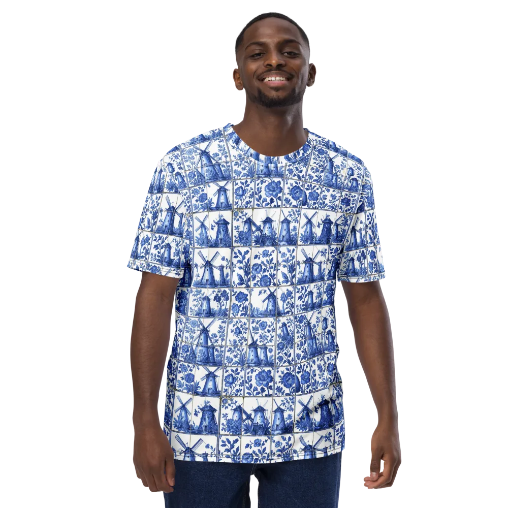 Cobalt Windmill on Men's Crew Neck T-Shirt — Front