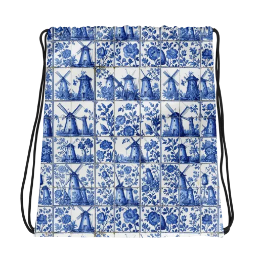 Cobalt Windmill on a Drawstring Bag