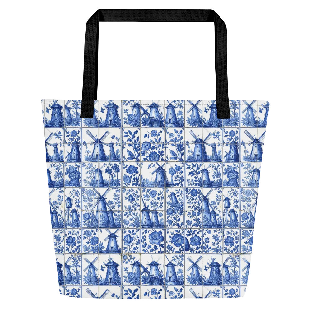 Cobalt Windmill on Large Tote Bag W/ Pocket — Front