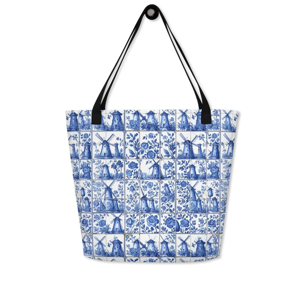 Cobalt Windmill on Large Tote Bag W/ Pocket — Front