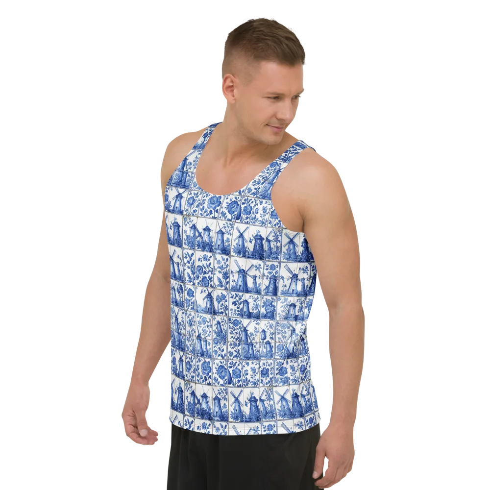 Cobalt Windmill on Men's Tank Top — Left Front