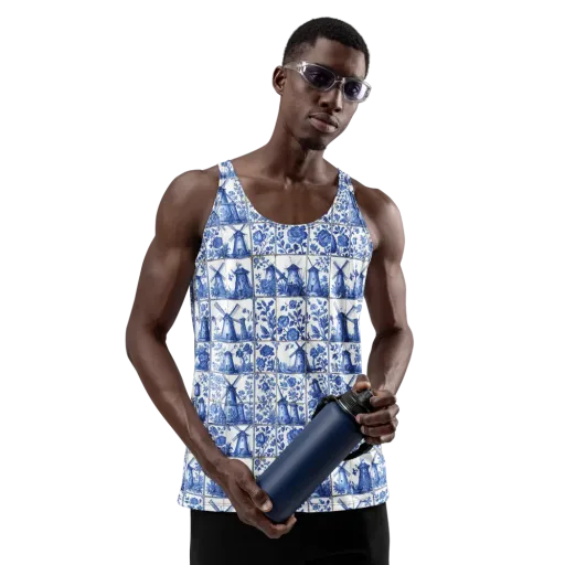 Cobalt Windmill on a Men's Tank Top