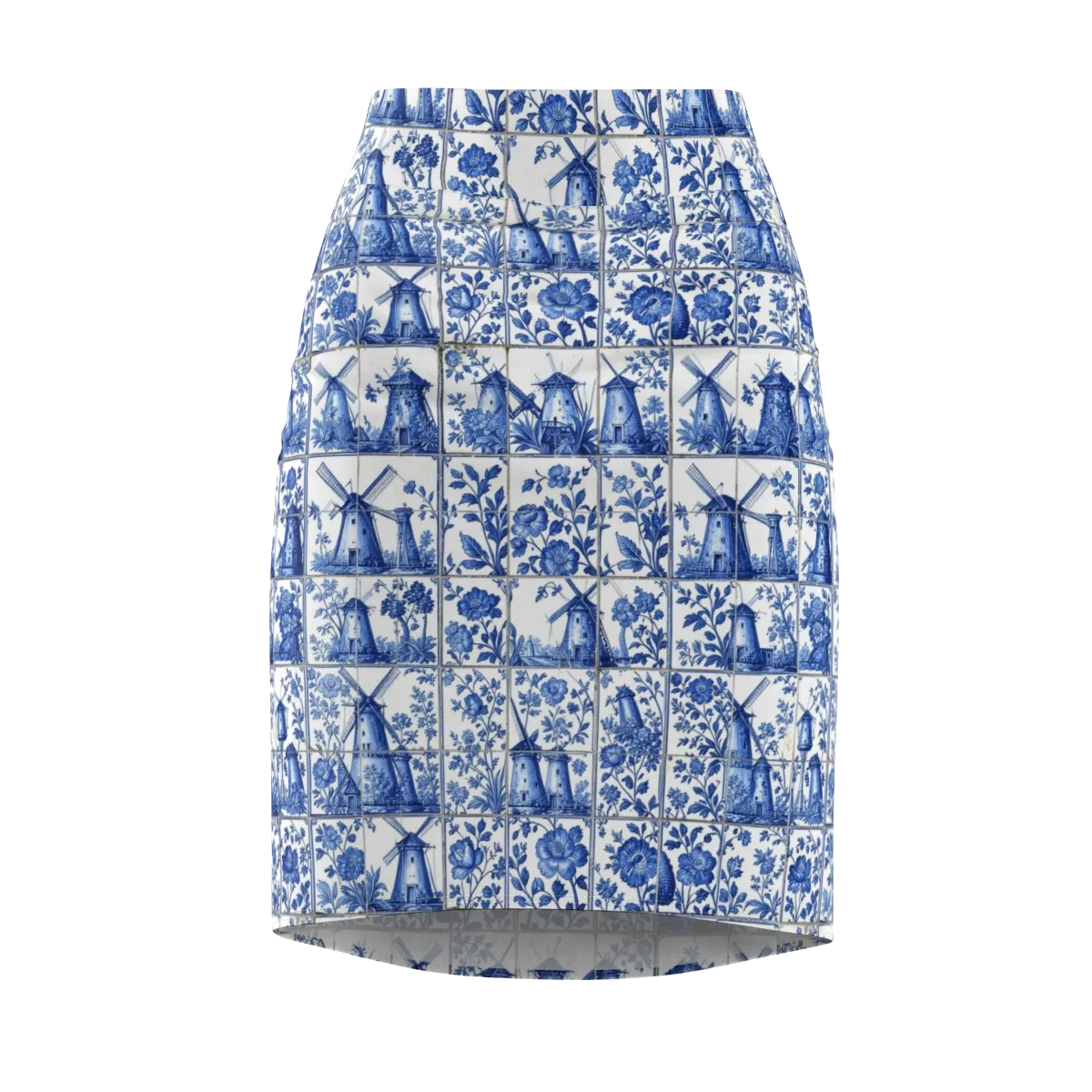 Cobalt Windmill on Pencil Skirt — Front