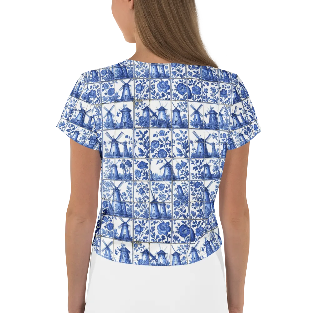 Cobalt Windmill on Crop Tee — Back