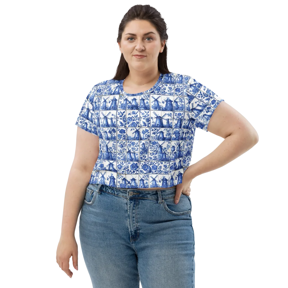 Cobalt Windmill on Crop Tee — Front