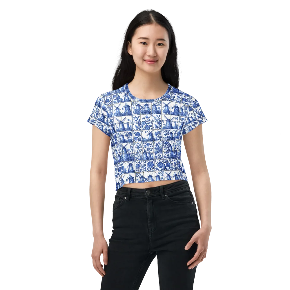 Cobalt Windmill on Crop Tee — Front