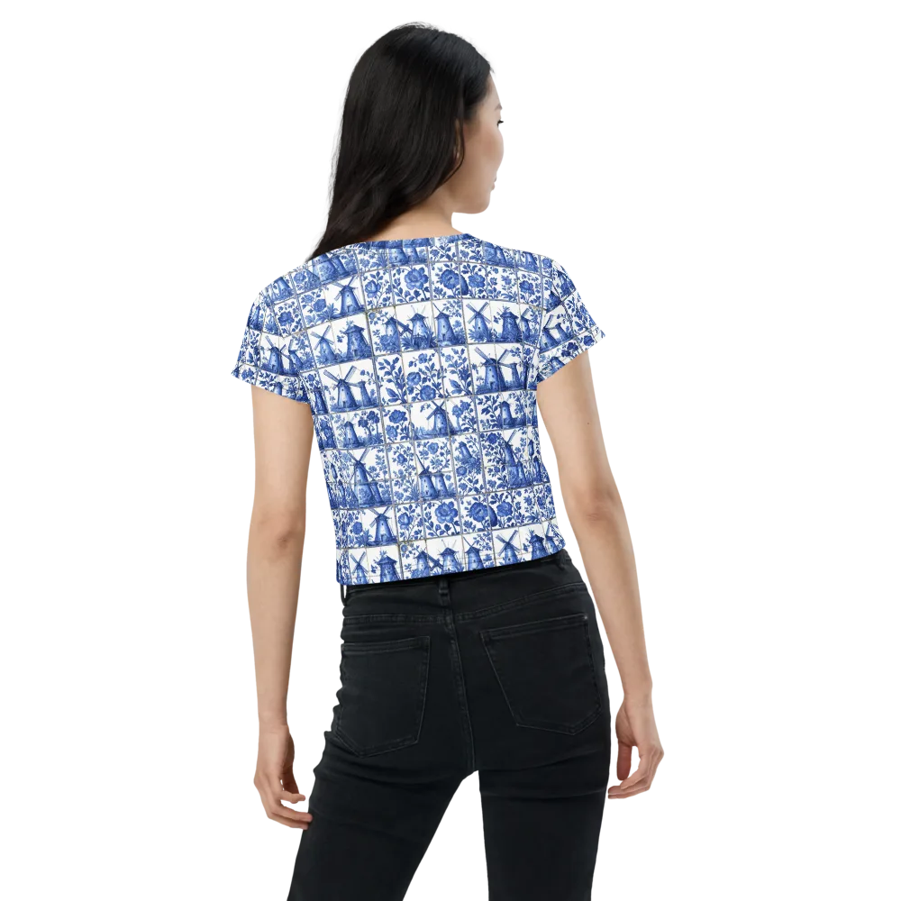 Cobalt Windmill on Crop Tee — Back