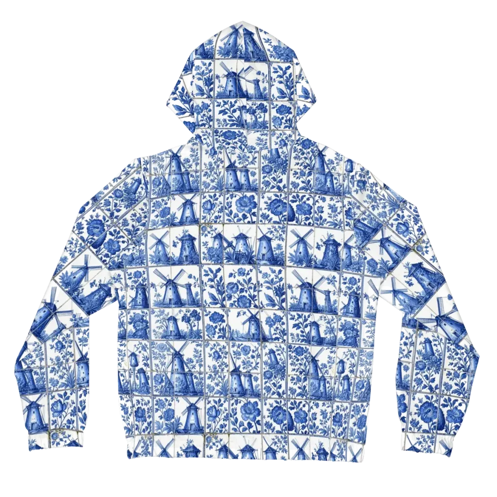 Cobalt Windmill on Women's Full-Zip Hoodie — Back