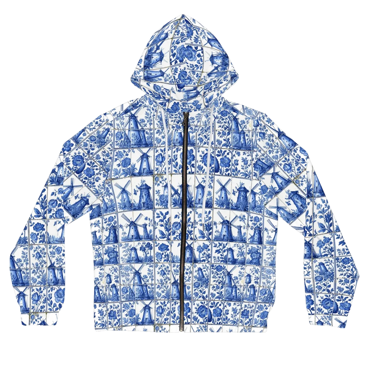 Cobalt Windmill on Women's Full-Zip Hoodie — Front