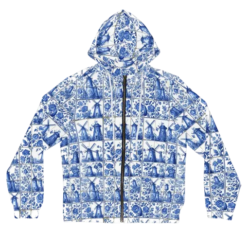 Cobalt Windmill on a Women's Full-Zip Hoodie