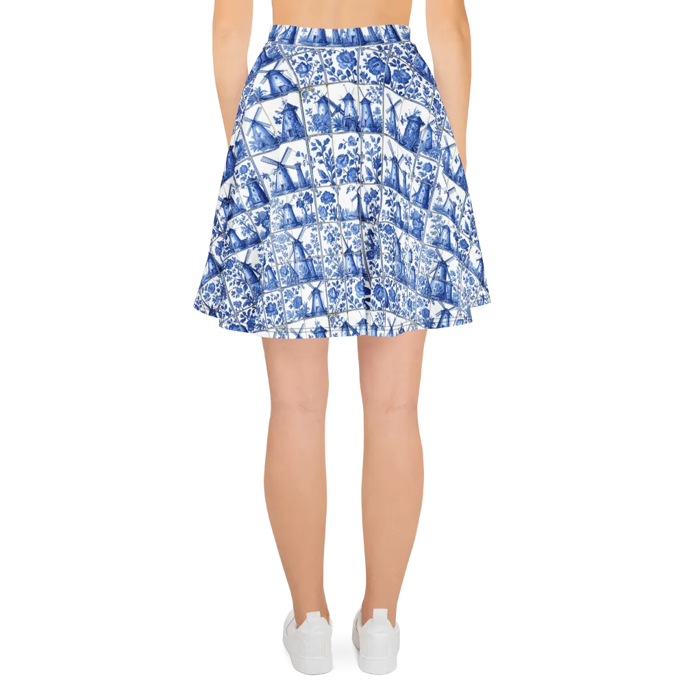 Cobalt Windmill on Skater Skirt — Back
