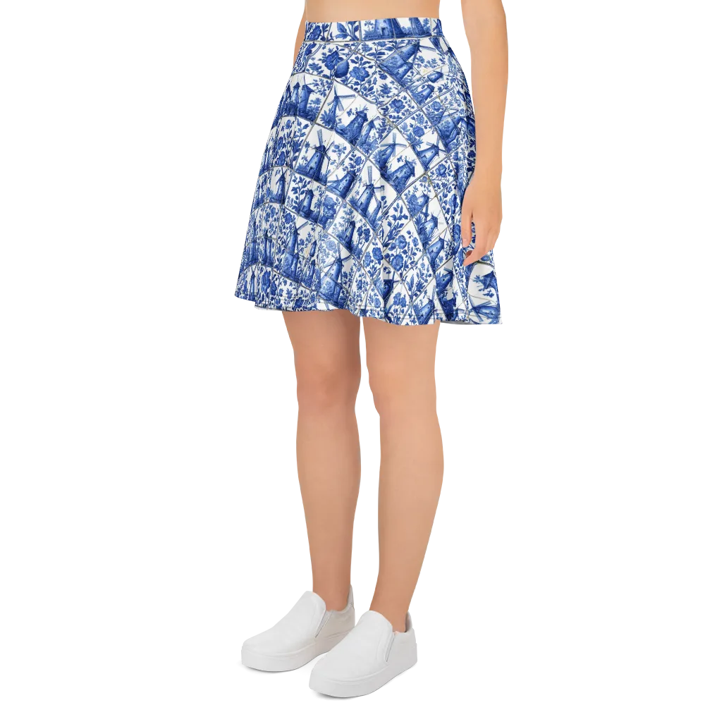Cobalt Windmill on Skater Skirt — Left