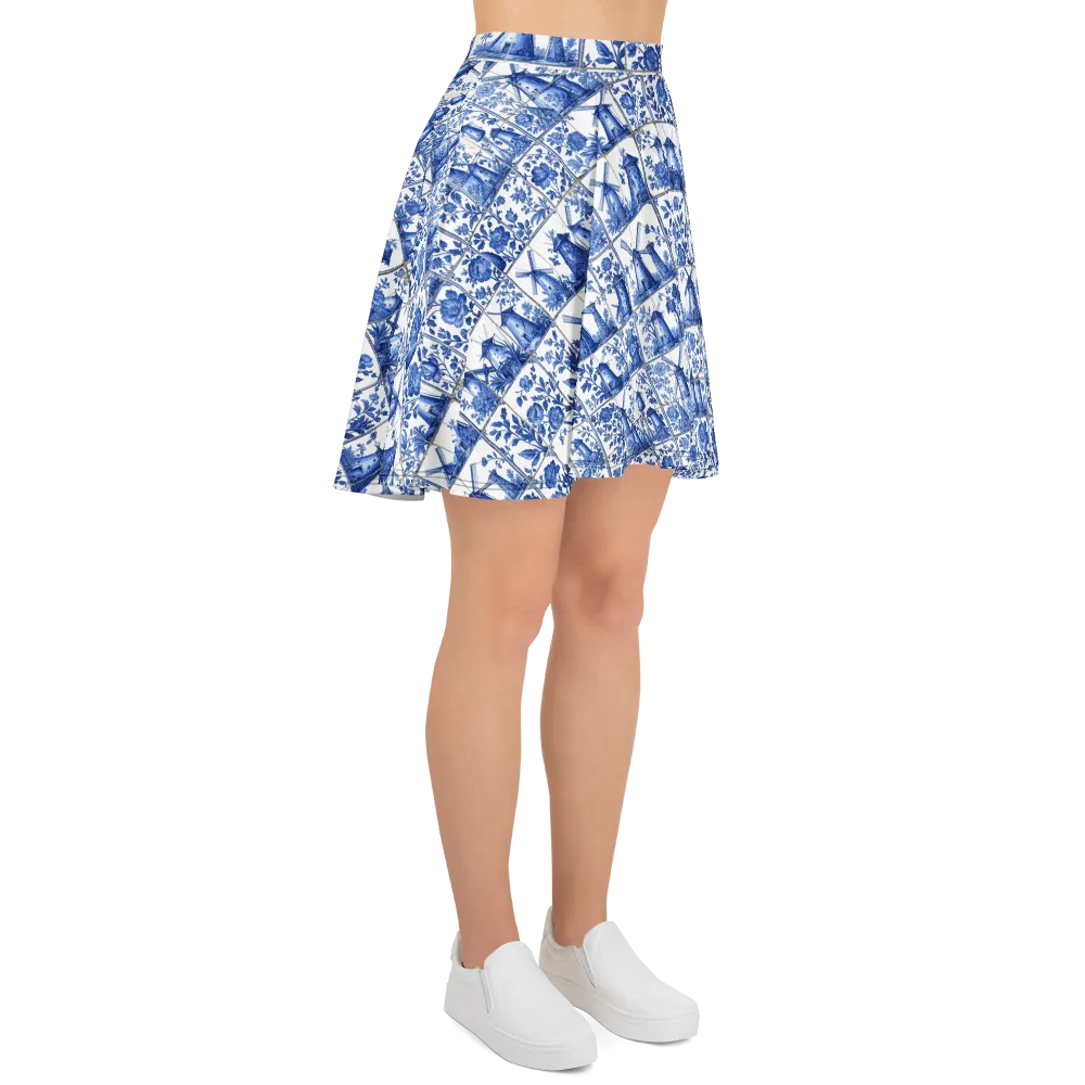 Cobalt Windmill on Skater Skirt — Right