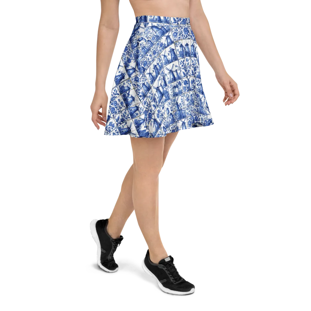 Cobalt Windmill on Skater Skirt — Right