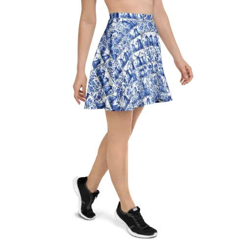Cobalt Windmill on a Skater Skirt