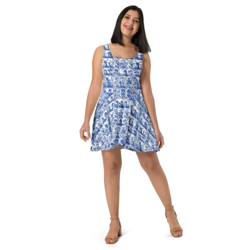 Cobalt Windmill on a Skater Dress