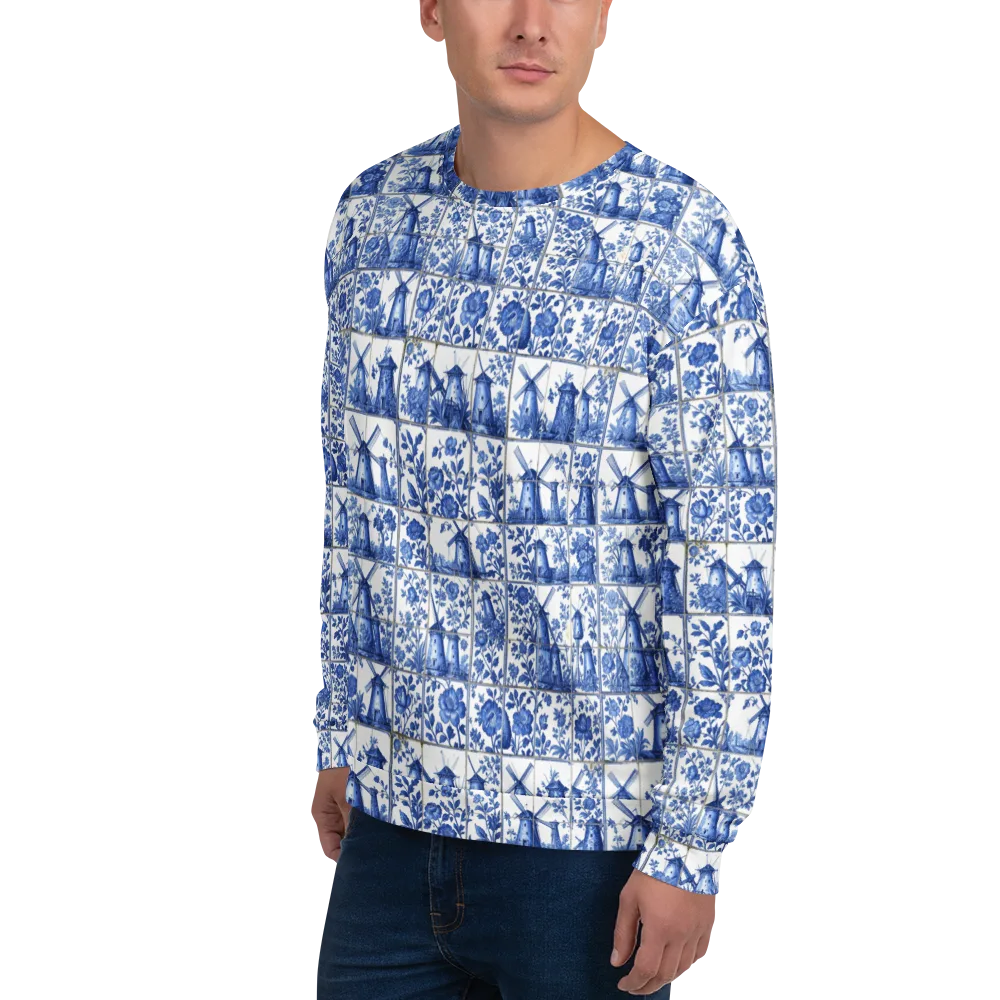 Cobalt Windmill on Sweatshirt — Left Front