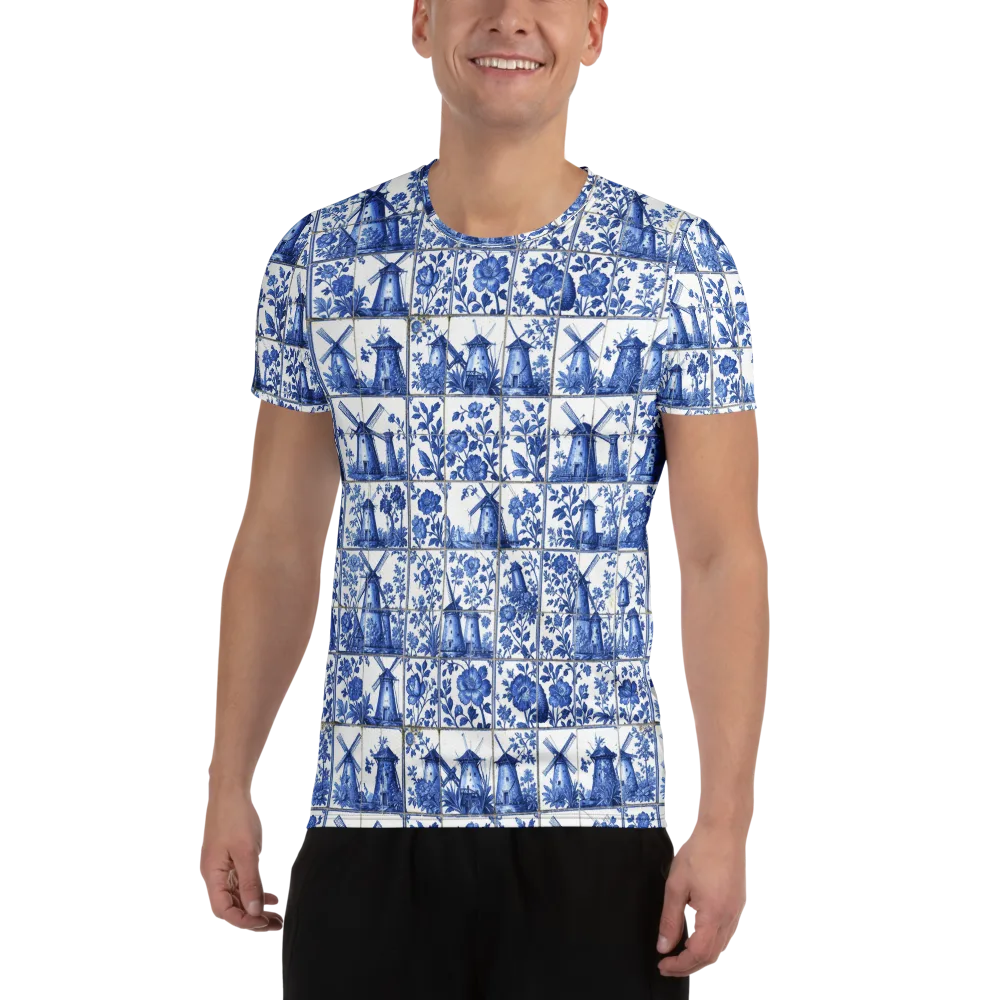 Cobalt Windmill on Men's Athletic T-Shirt — Front