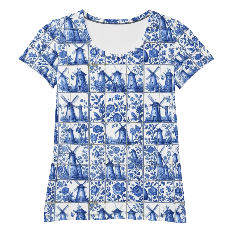 Cobalt Windmill on Women's Athletic T-Shirt — Front