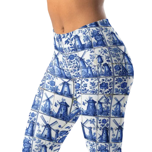 Cobalt Windmill on a Leggings