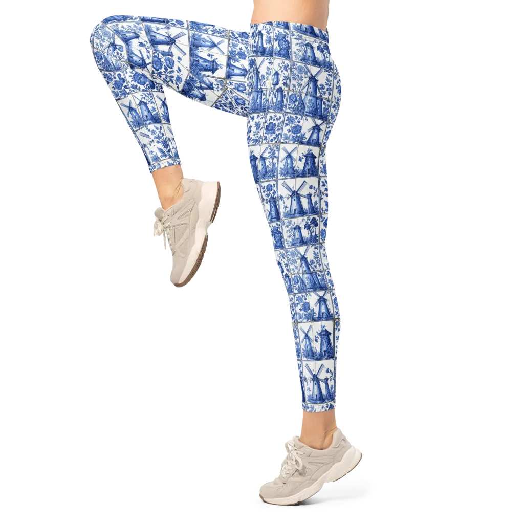 Cobalt Windmill on Leggings — Left