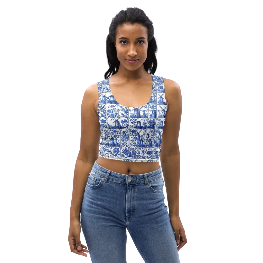 Cobalt Windmill on Crop Top — Front