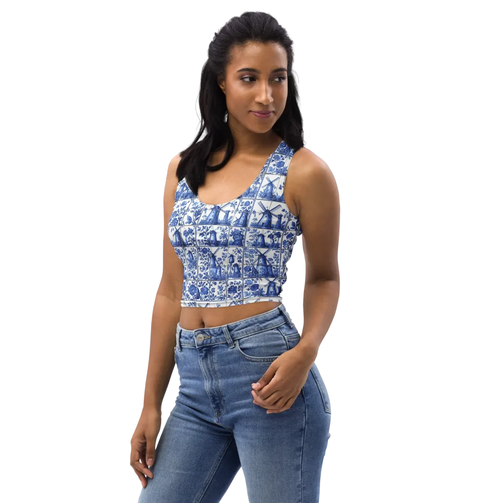 Cobalt Windmill on Crop Top — Left Front