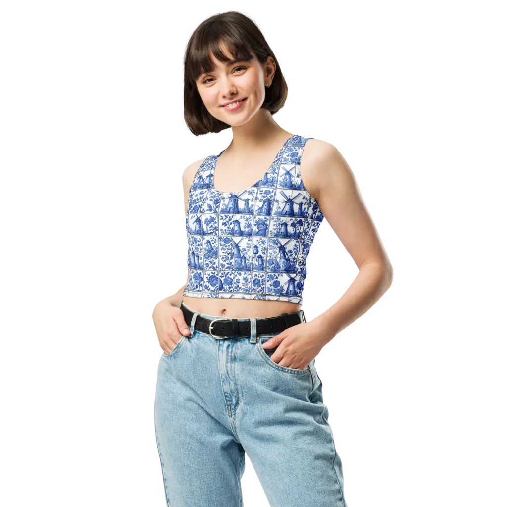 Cobalt Windmill on Crop Top — Front