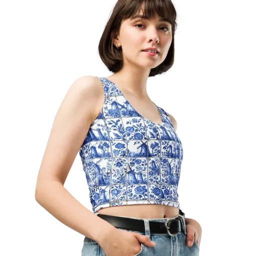 Cobalt Windmill on a Crop Top