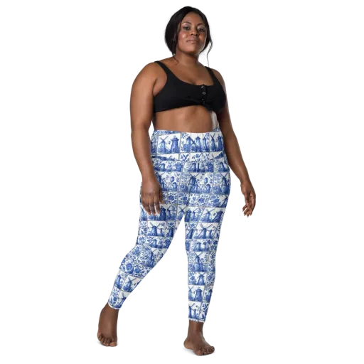 Cobalt Windmill on a Leggings with Pockets