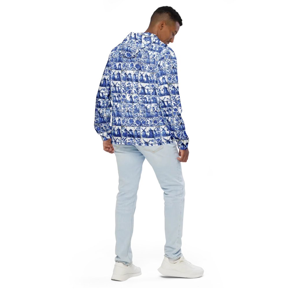 Cobalt Windmill on Men's Windbreaker — Back
