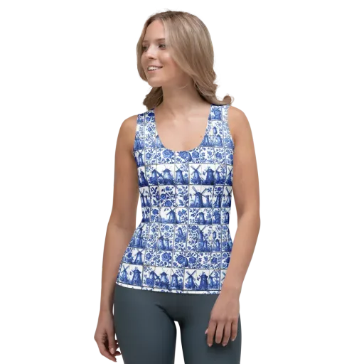 Cobalt Windmill on a Women's Tank Top