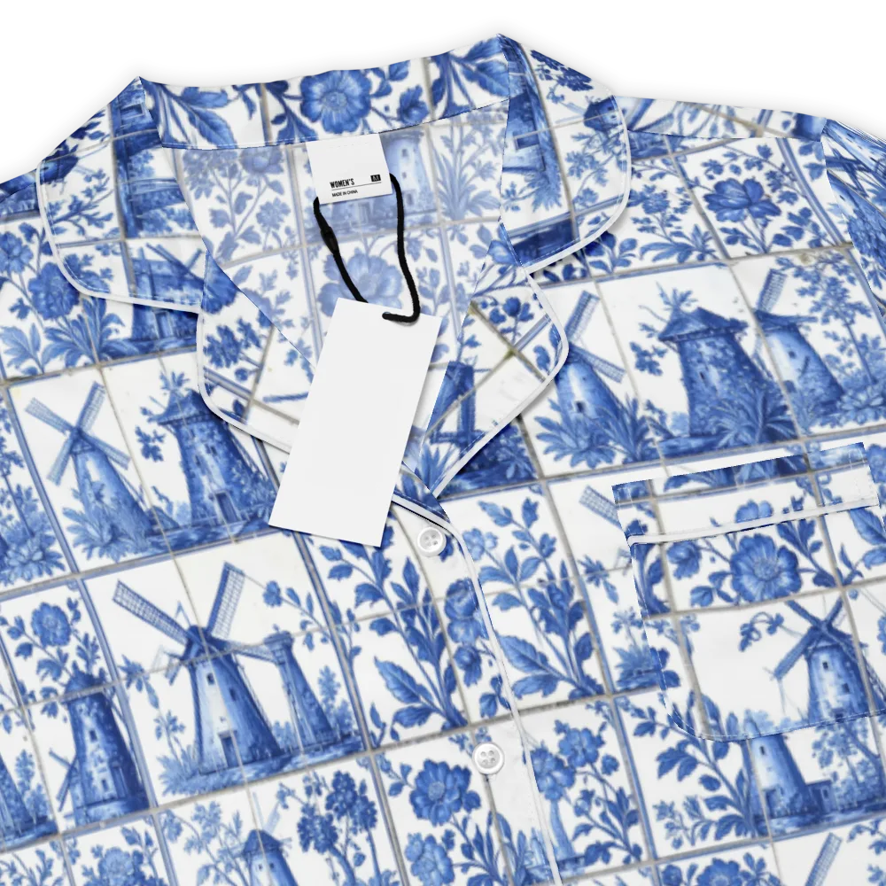 Cobalt Windmill on Women's Short Sleeve Pajama Top — Product details