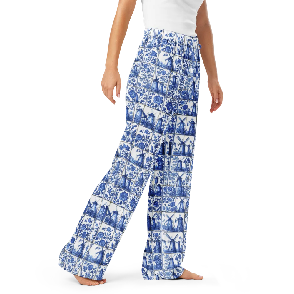Cobalt Windmill on Women's Pajama Pants — Right Front