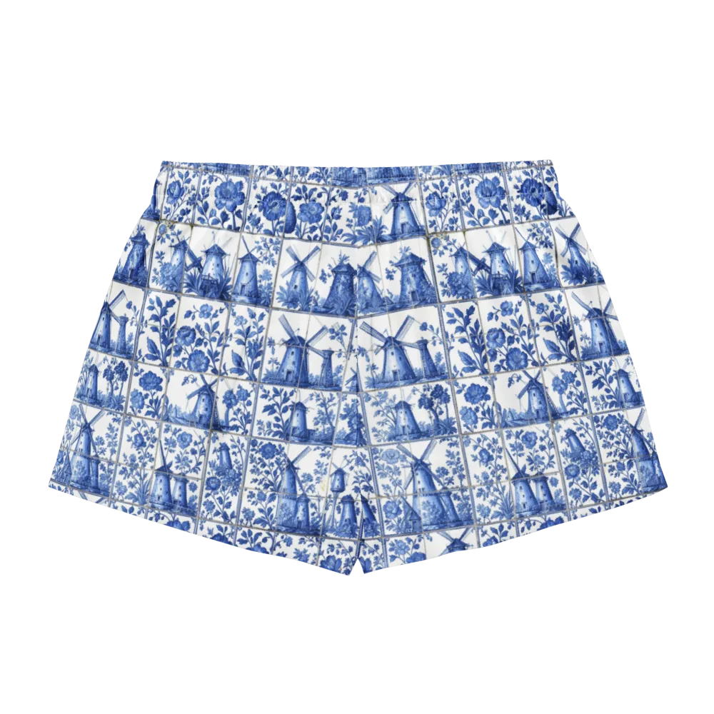 Cobalt Windmill on Women's Pajama Shorts — Back
