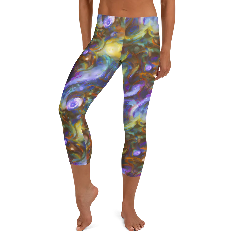 Iridescent Rapture on Capri Leggings — Front